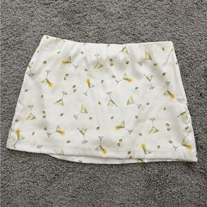 Abercrombie & Fitch White Mini Skirt with Cocktail Print